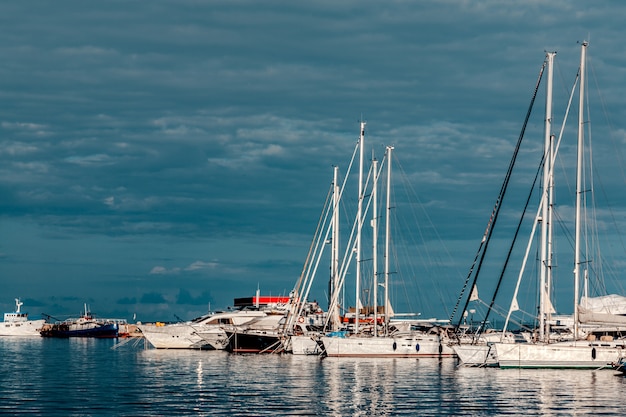 Yachts and boats on the pier