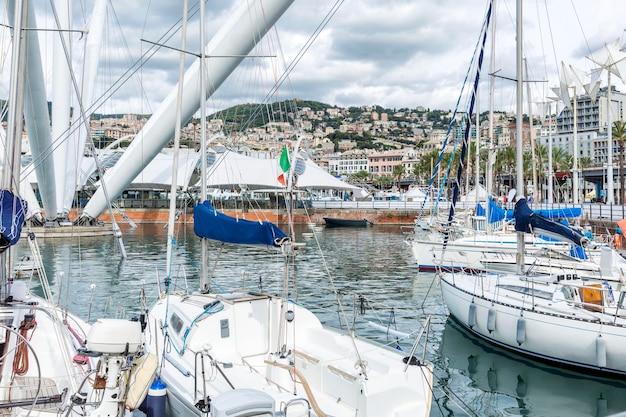 Yachts in the old port in the mediterranean city Active rest and travel