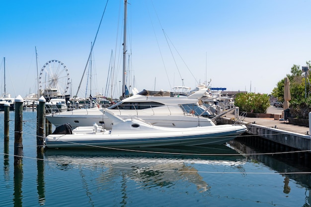 Yachts in the port waiting Rimini Italy