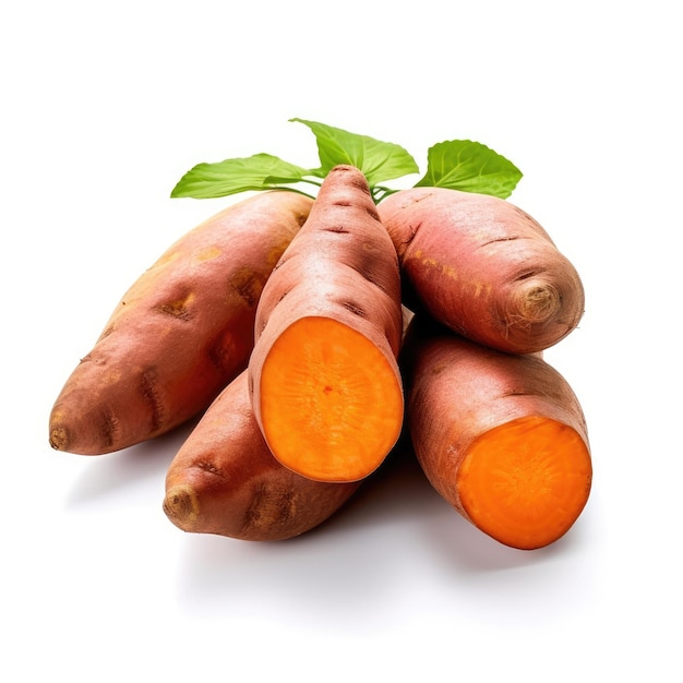 Yams isolated on white background generative AI