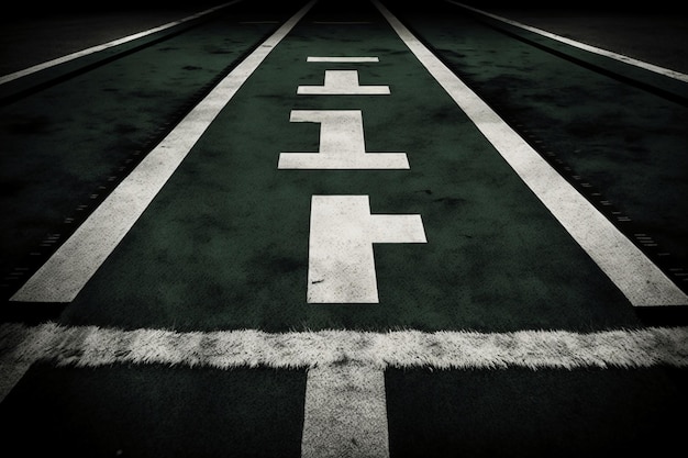 Yard line on an american football field symbolizing