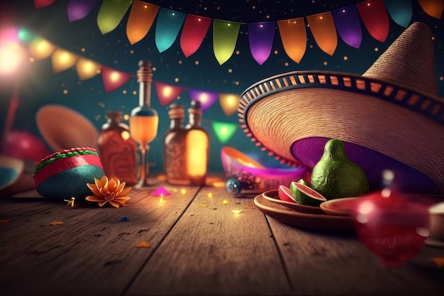 Yarsky mexican party background Illustration AI Generative