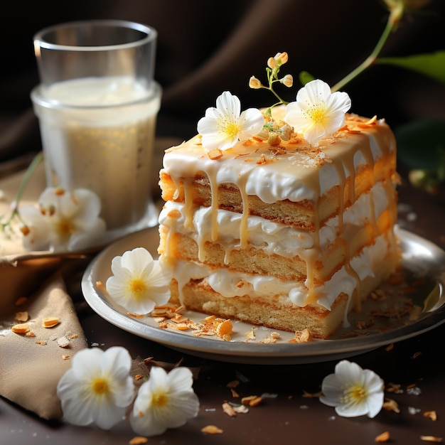 Yeami food photography asphodel cake ivory pastel yellow Ai generated art