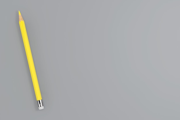 Year of 2021 Trendy Colors. Illuminating Yellow Pencil on a Ultimate Gray background. 3d Rendering