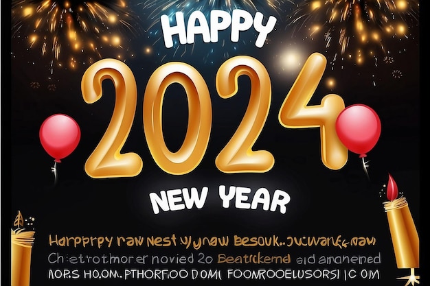 The year 2024 new years text typography design background illustration