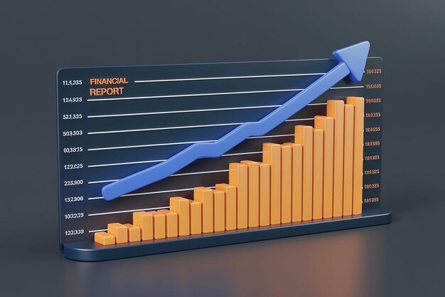 Photo yearly financial report chart with years data statistics company progress and growth by year