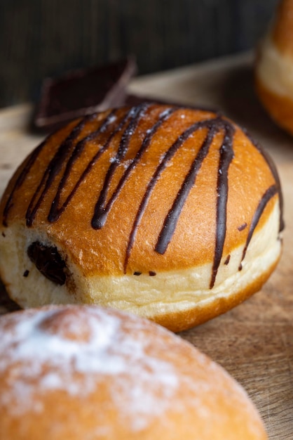 Yeast Sweet Donuts with Chocolate Filling