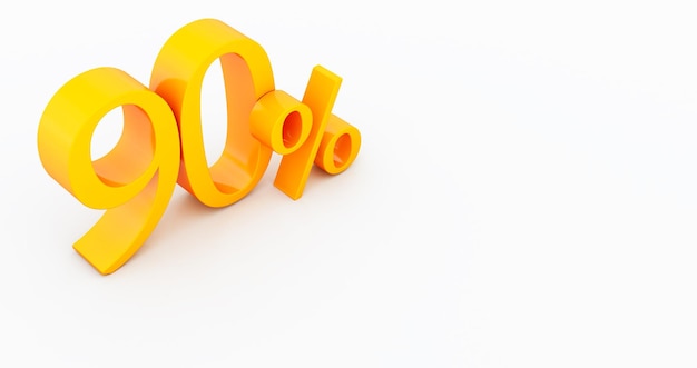 Yellow 90 Percent isolated on white background Special Offer 90 Discount Tag 3D render