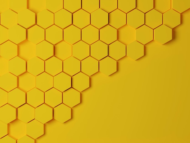 Yellow abstract background hexagon shape and copy space 3D illustration rendered