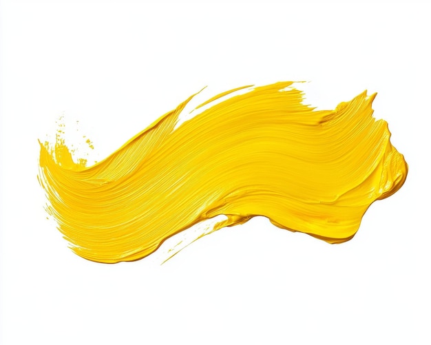 Yellow acrylic stain element on white background with brush and paint texture handdrawn