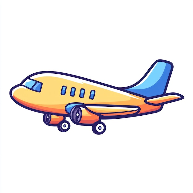 Photo yellow airplane illustration with blue tail