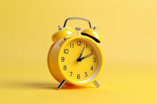 Yellow Alarm Clock on White Background On a White or Clear Surface PNG Transparent Background