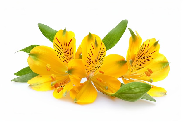 Yellow Alstroemeria Flower Isolated on White Background