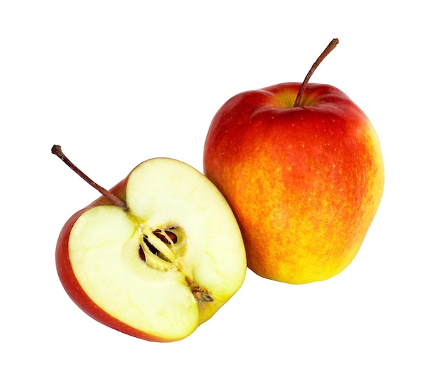 Yellow apple and portion of apples