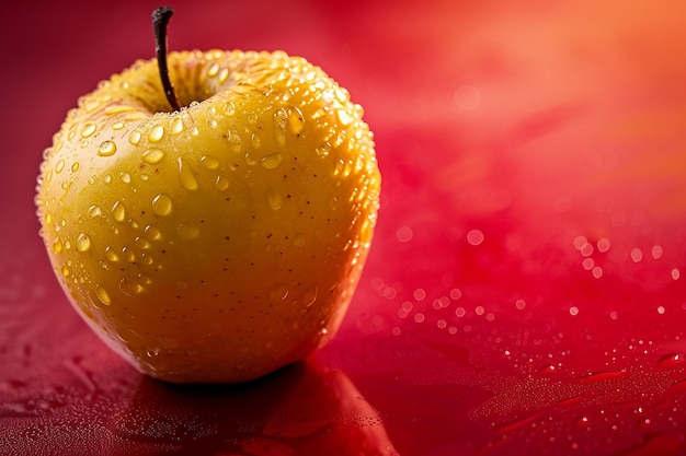 Photo a yellow apple with water drops on it