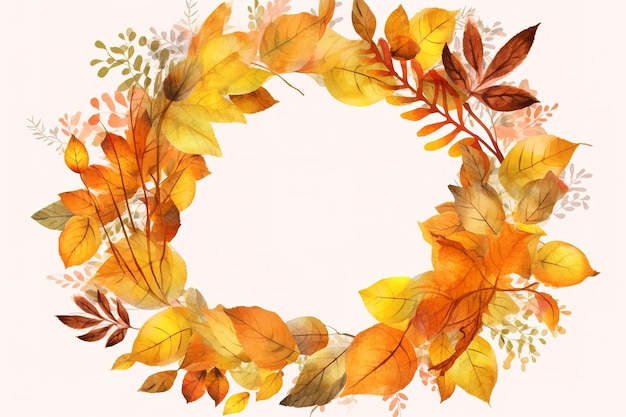 Yellow autumn maple leaves frame isolated with white background generate ai