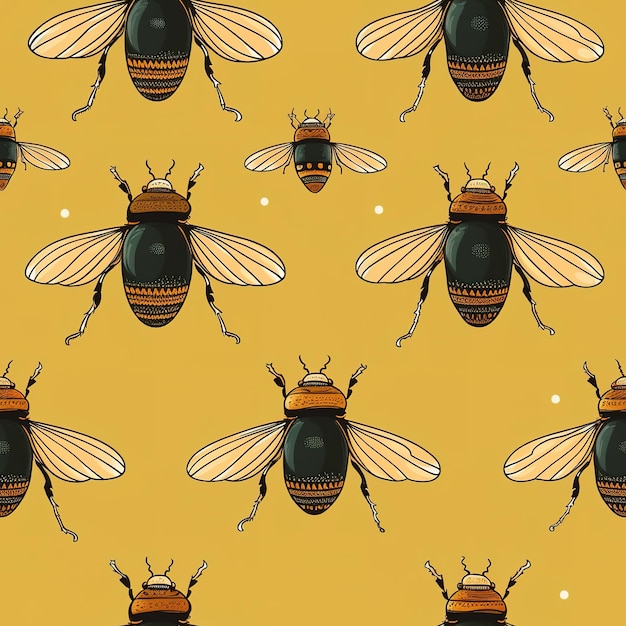 A yellow background with a bee on it