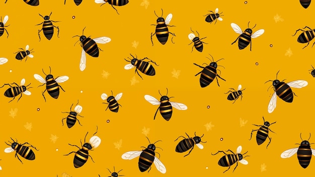 a yellow background with bees on it and yellow background