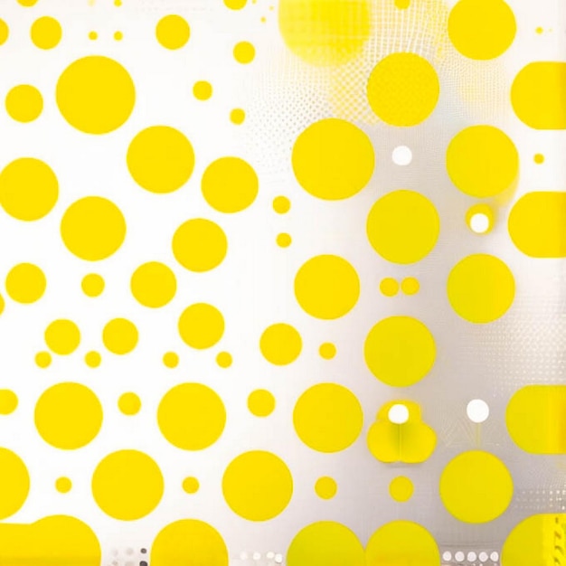 Photo a yellow background with circles and a black square in the middle