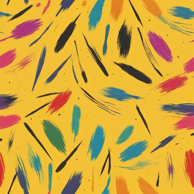 a yellow background with colorful crayons on it