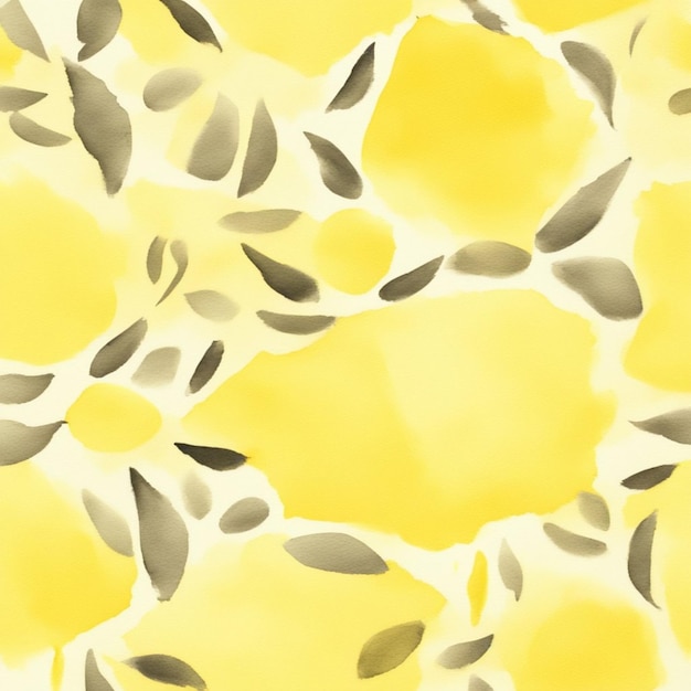 a yellow background with leaves and a yellow background