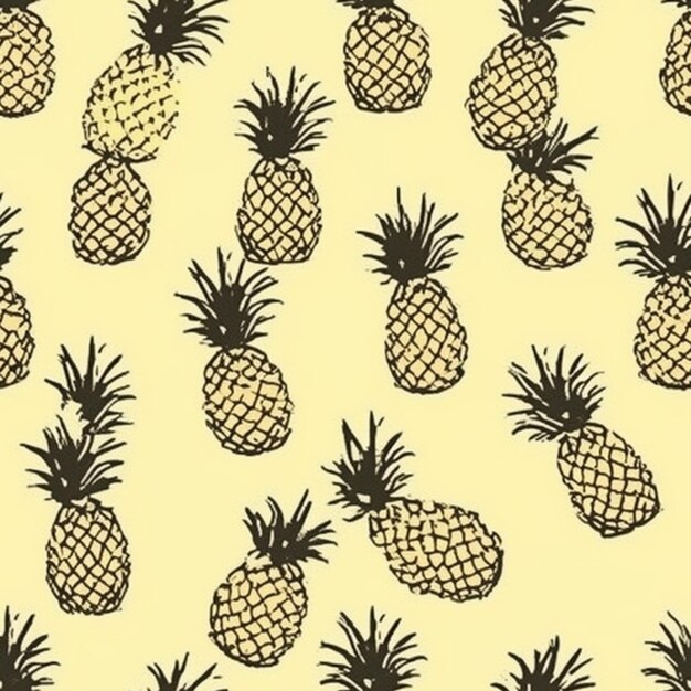 A yellow background with pineapples on it.