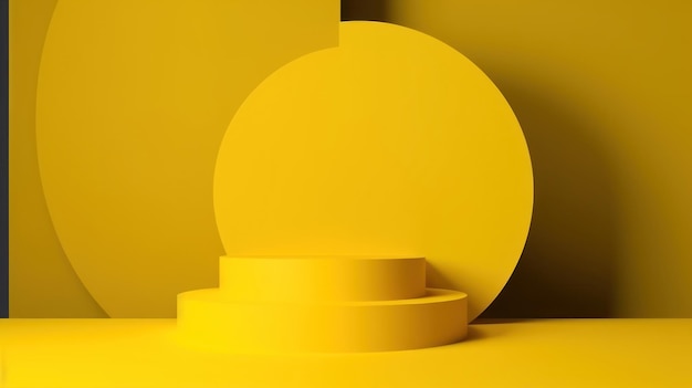 A yellow background with three round yellow steps and a round, round, circle, and square.