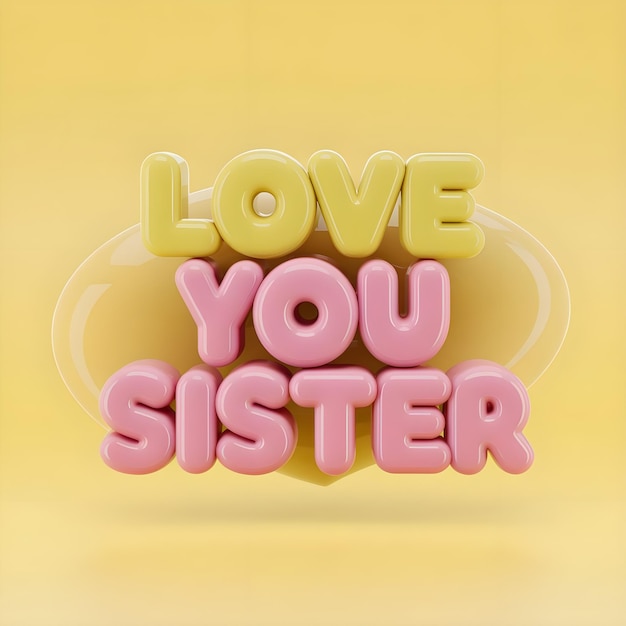 Photo a yellow background with the word love you written in pink letters