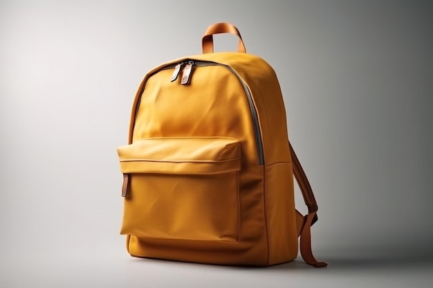 Yellow backpack on a white background