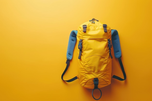 Yellow Backpack on a Yellow Background