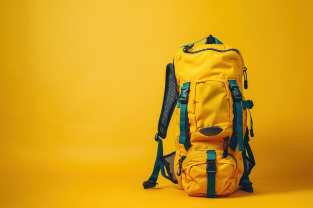 Yellow Backpack on a Yellow Background