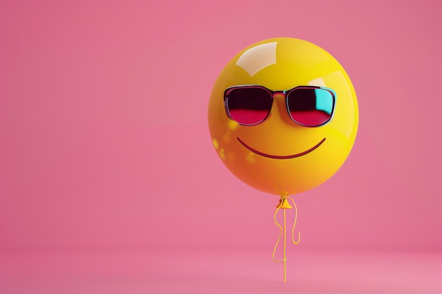 a yellow balloon with sunglasses on it