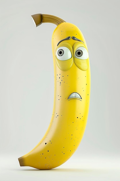 Photo a yellow banana funny cartoon character with eyes