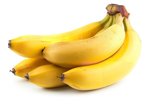 Yellow bananas isolated in a group on a white side view Generative Ai