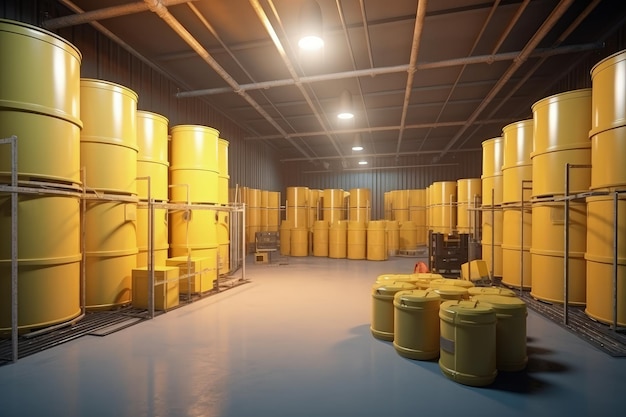 Yellow barrels radioactive waste storage generative ai