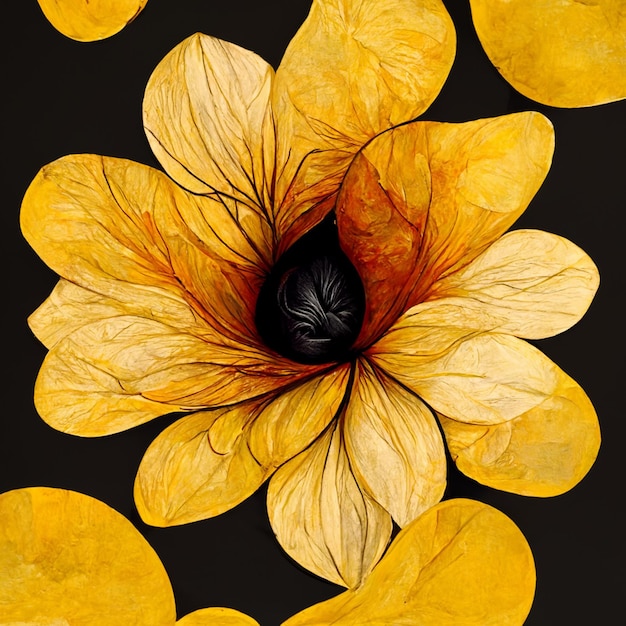 Yellow and black abstract flower Illustration