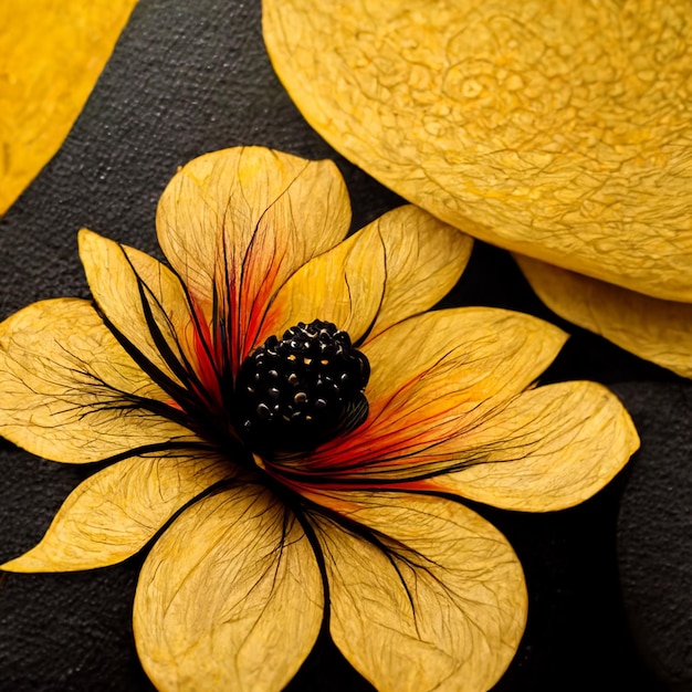 Yellow and black abstract flower Illustration