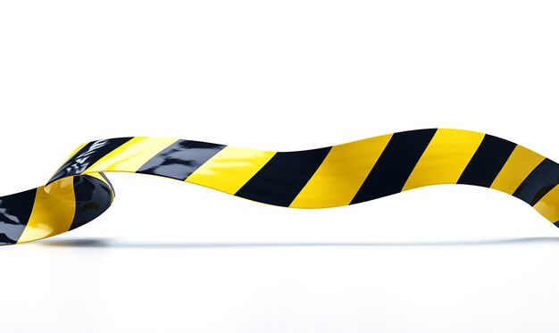 Photo yellow and black caution tape on white background