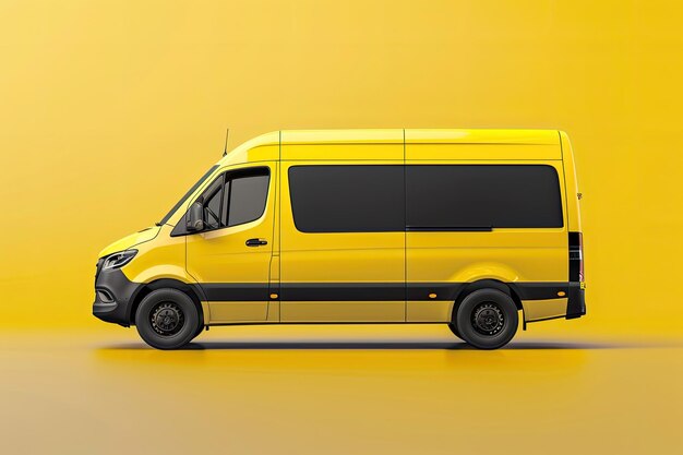 Photo yellow and black delivery van mockup