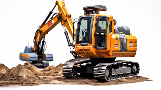 Yellow and Black Excavators at Construction Site