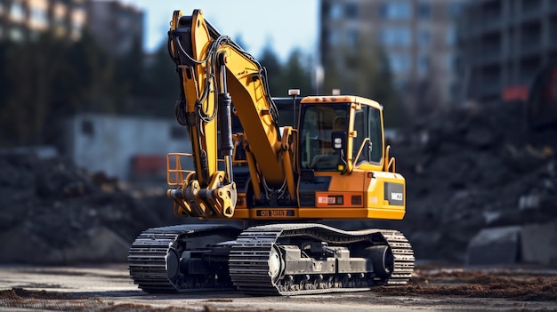 Yellow and Black Excavators at Construction Site