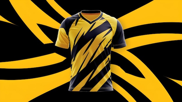 a yellow and black jersey with a black and white striped design