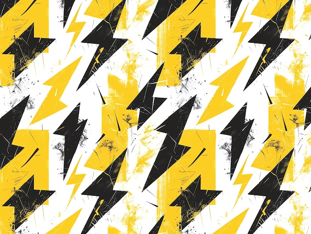 Photo yellow and black lightning bolt pattern on white background