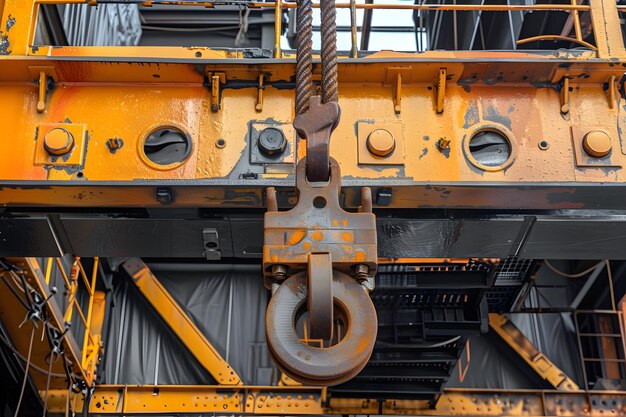 Photo a yellow and black machinery with a chain and a chain attached to it