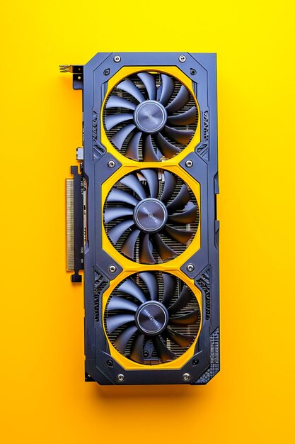 Yellow and black object has two large fans attached to it