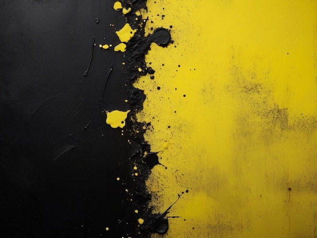 Photo a yellow and black wall with a yellow background and a black background with yellow and black paint