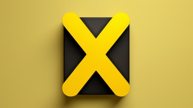 Photo a yellow and black x sign on a yellow wall