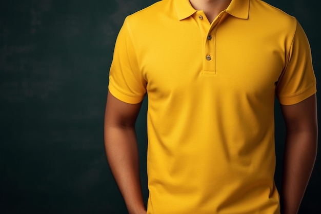 Yellow blank polo tshirt on human body for graphic