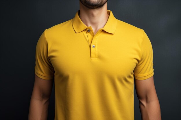 Yellow blank polo tshirt on human body for graphic