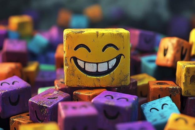 a yellow block with a smiley face on it with a smile